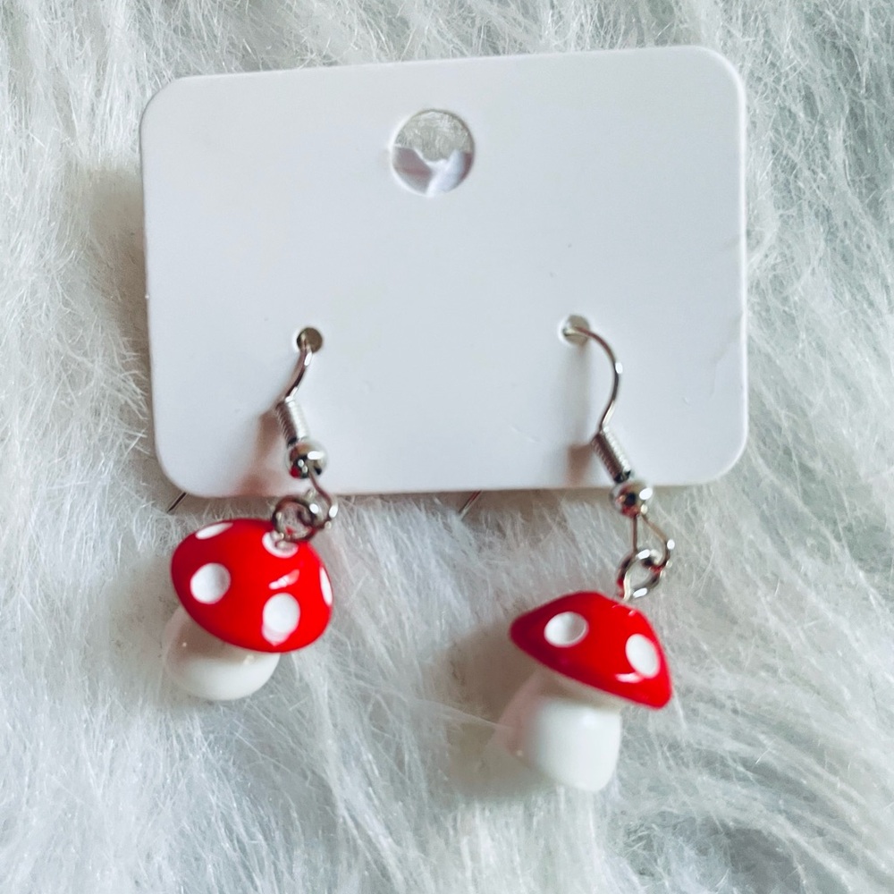 Red and White Mushroom Earrings